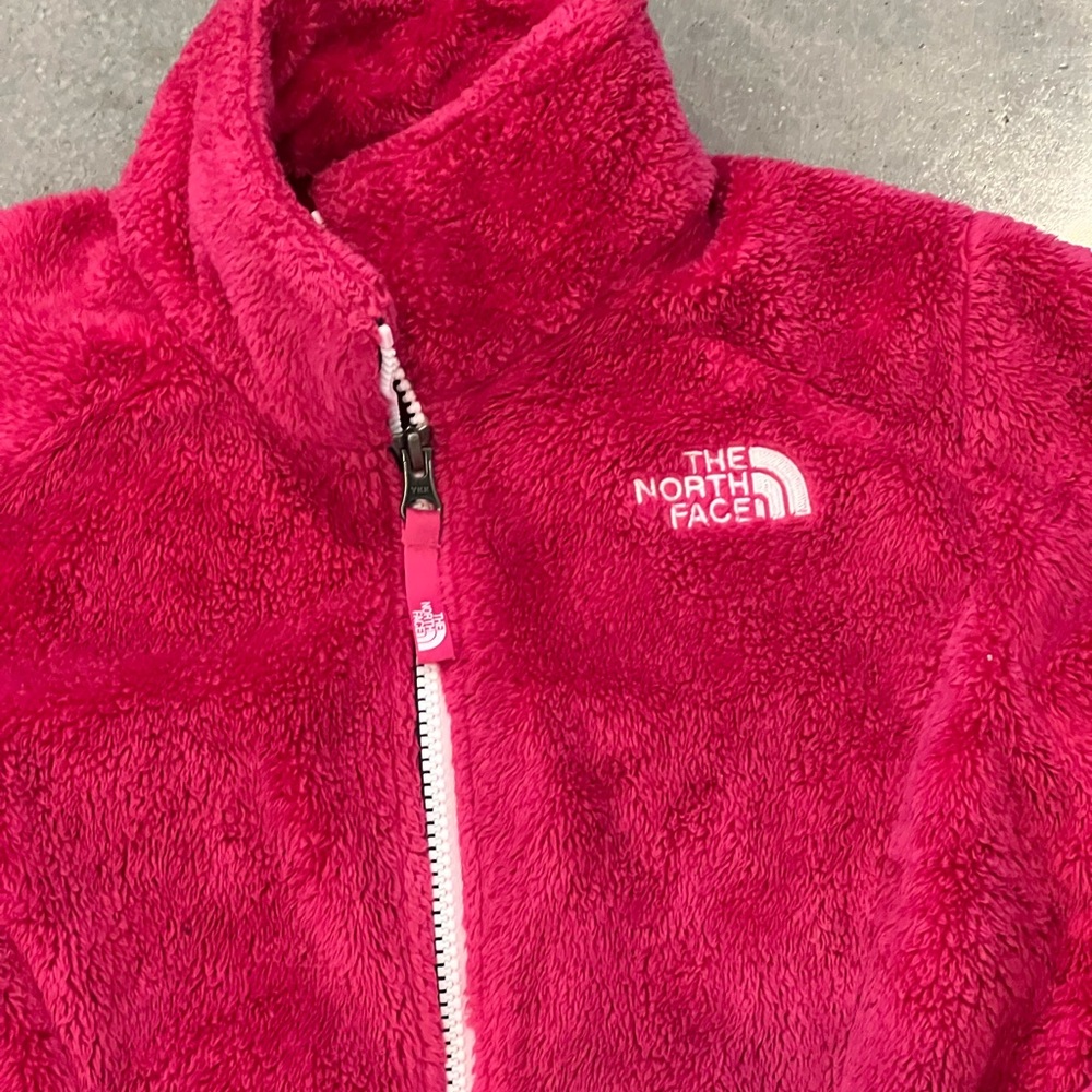 Children’s Hot Pink Fuzzy North Face Jacket Girls Sz Medium 10/12